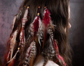 Feather hairclip 4 braids (40–45 cm)