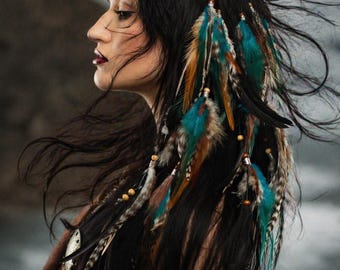 Extension per capelli con piume e clip – Accessorio per capelli da festival con trecce, accessorio boho con piume, stile Burning Man