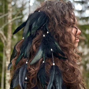 Whimsical Gothic Black Feather Hairclip