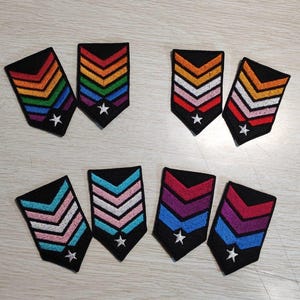 LGBTQ Pride Chevron Patch, Rainbow Lesbian Bi Trans Flag Patch, Embroidered Military Style Morale Patch, Queer Jacket Badge, Backpack Patch