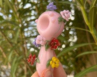 Flower Hand Pipe, Girly Handmade Pipe, Pink Pipe, Tobacco Pipe