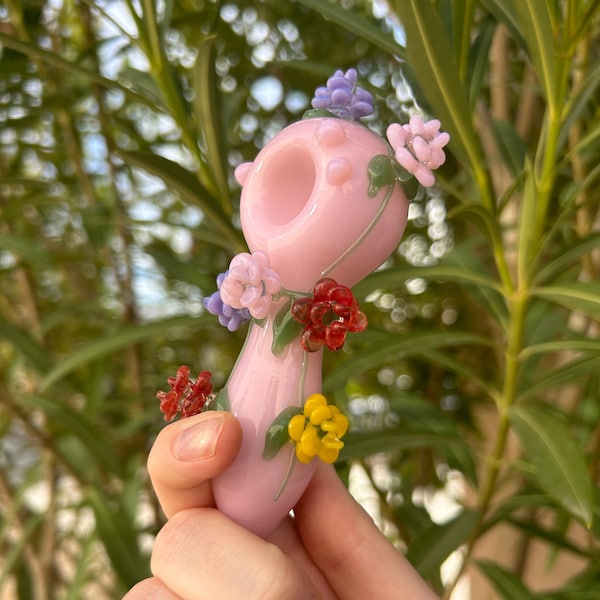 Flower Hand Pipe, Girly Handmade Pipe, Pink Pipe, Tobacco Pipe