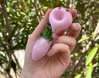 Frog Hand Pipe, Girly Handmade Pipe, Pink Pipe, Fruit Hand Pipe, Tobacco pipe