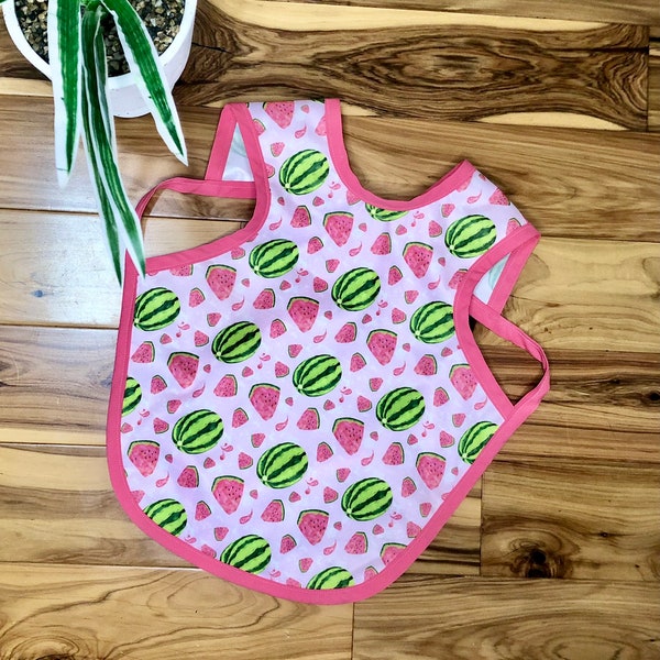 Large Bapron Without Pocket | Baby Toddler Bib Apron Hybrid | Bapron | Watermelon | Clothing Protection