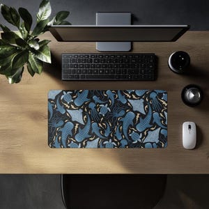 Ocean Life Desk Mat: Whale Shark, Turtle & Jellyfish - Neoprene Desk Pad