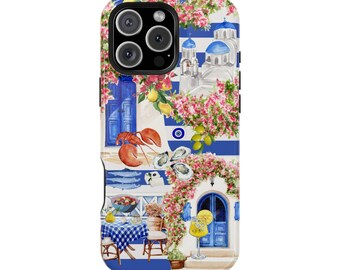 Santorini MagSafe iPhone Case: Greek Island Coastal Summer Case