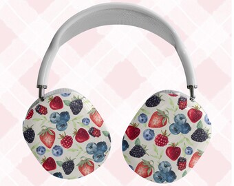 Berry Print AirPods Max Shell Case, Protective Fruit Design