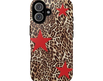 Leopard Print Phone Case: Red Star Tough iPhone Cover