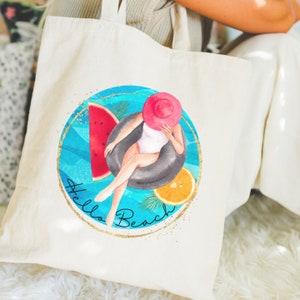 Hallo zomerdraagtas strandmeisje esthetische draagtas vrijgezellenbakken cadeau zomercadeaus draagtas strandtas zomercadeaus voor vrouwen draagtas canvas