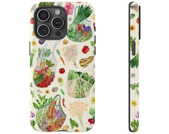 Vegetable Phone Case: Watercolor Farmers Market Floral Design