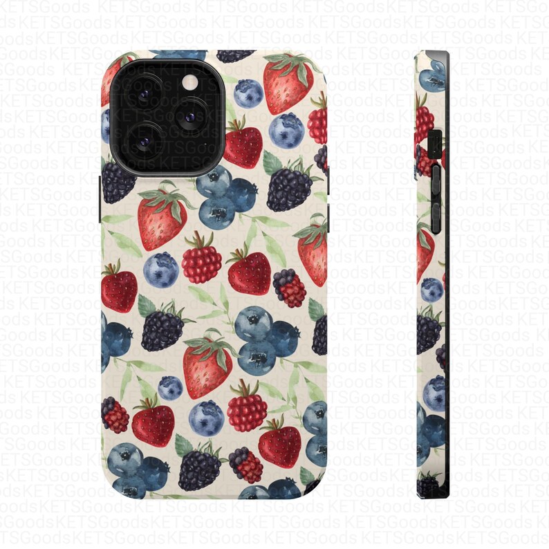 Watercolor Berries MagSafe Phone Case: iPhone 17/16/15/14/13 Magnetic Tough Case image 2