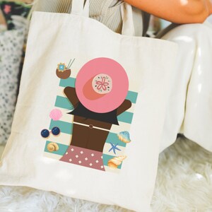 Hello Summer Tote Bag Vacation Gift For Friend Summer Beach Aesthetic Seashells Tote Bag Summer Break GIft Teacher Tote Bag Canvas