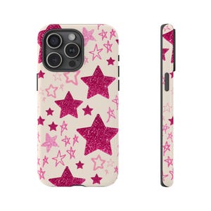 Star Phone Case Pink Coquette Star Case Y2K Star Case Glitter PRINTED Tough Case iPhone 16 15 14 13 12 11 Samsung s26 Pixel Tough Case