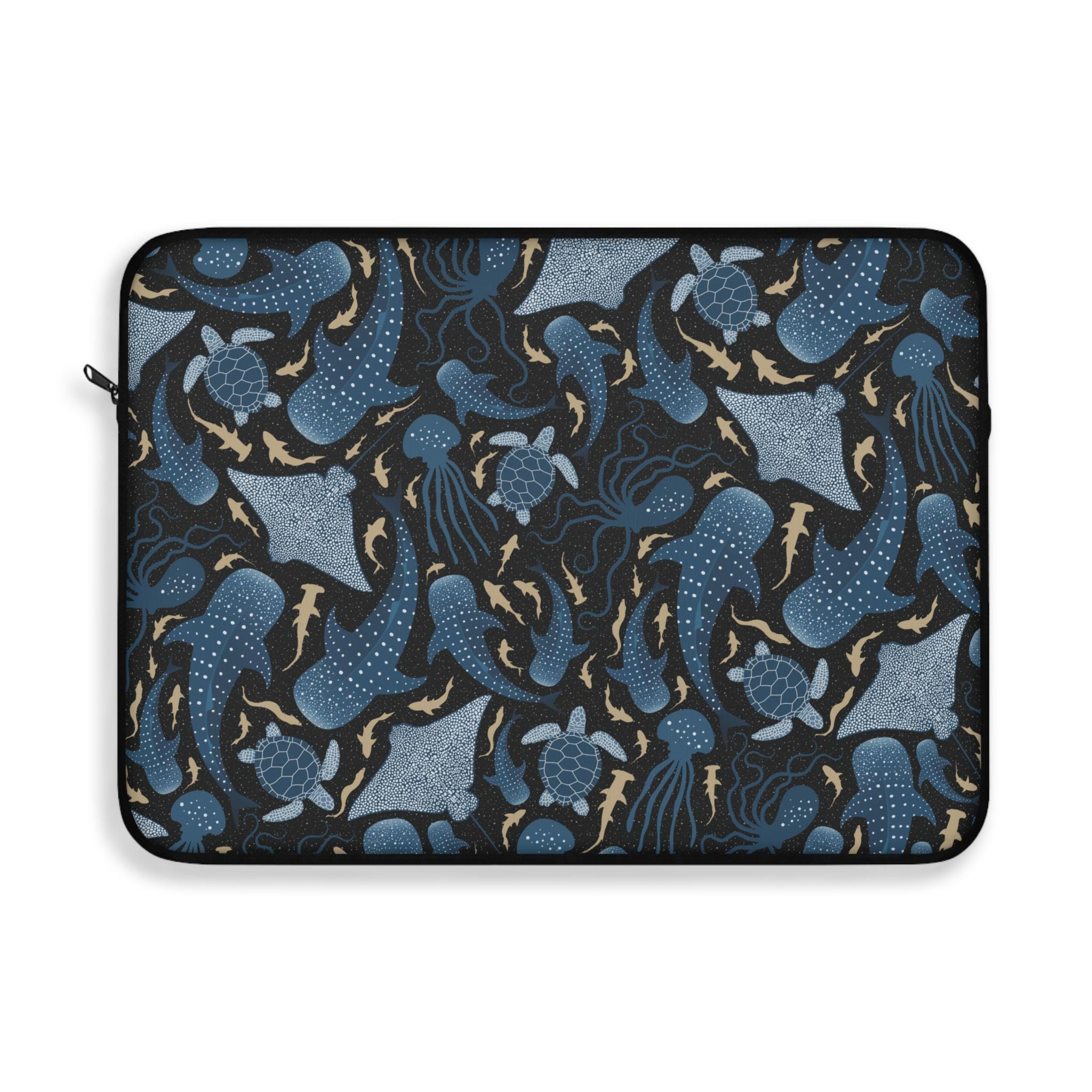 Ocean-themed Laptop Sleeve Marine Life Stylish Computer Case Black - Etsy