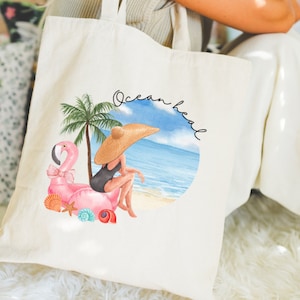 Hallo zomer-draagtas strandmeisje esthetische draagtas vrijgezellenfeest cadeau zomer draagtas strandtas zomercadeaus voor vrouwen draagtas canvas vakantie cadeau