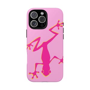 Gecko Phone Case Cute Reptile Phone Cover Lizard Phone Case Pink Tough Case Nature Phone Case iPhone 16 15 14 13 12 11 Samsung Pixel Case