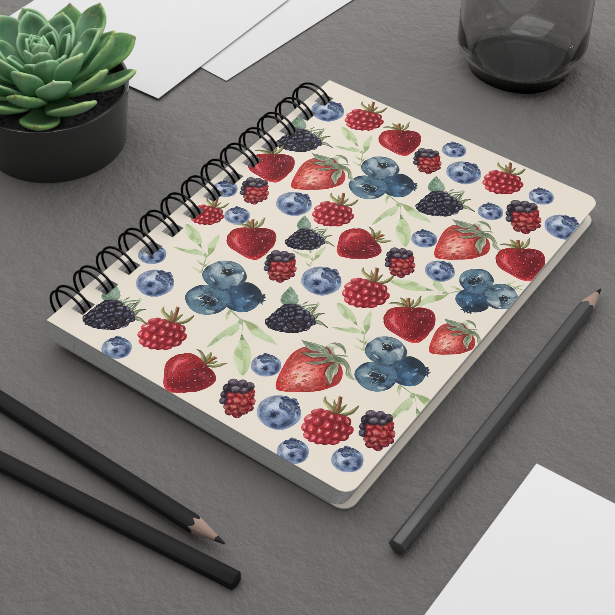 Berry Fruit Spiral Notebook: Personalized Lined Journal, USA Made - Etsy