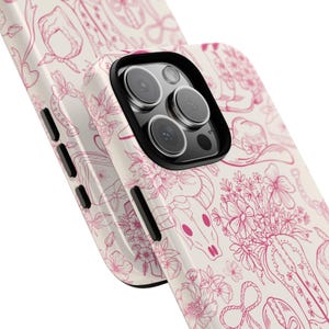 Telefoonhoesje Cowgirl: Pink Western Line Art - iPhone, Samsung, Pixel afbeelding 2