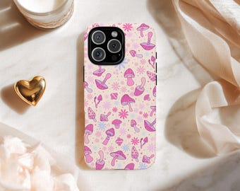 Groovy Mushroom Phone Case: Retro Floral Tough Case for iPhone, Samsung, Pixel