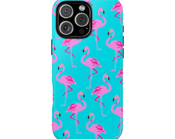 Funda para teléfono con flamenco tropical: protección de doble capa para iPhone, Samsung y Pixel