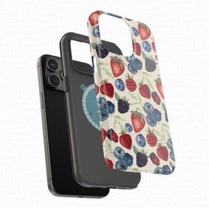 Watercolor Berries MagSafe Phone Case: iPhone 17/16/15/14/13 Magnetic Tough Case image 6
