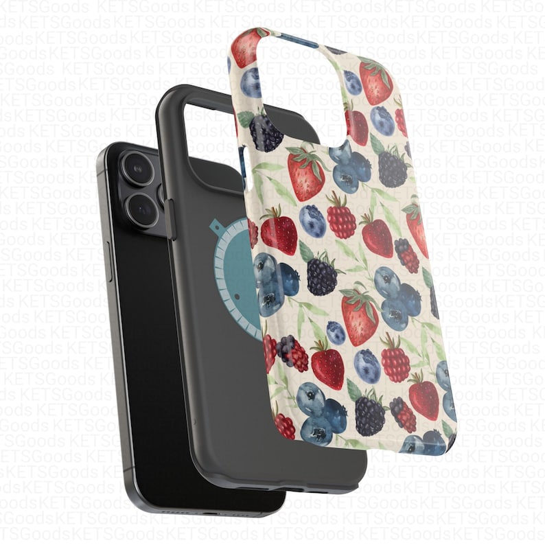 Watercolor Berries MagSafe Phone Case: iPhone 17/16/15/14/13 Magnetic Tough Case image 6