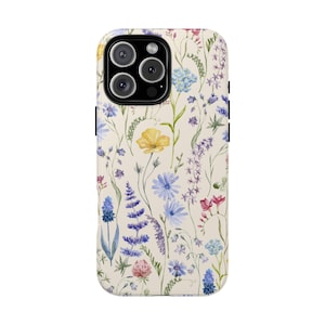 Floral Phone Case Wild Flower Tough Cases Nature Aesthetic Phone Case Cute Cottagecore iPhone 16 15 14 13 12 11 Samsung Pixel Tough Case