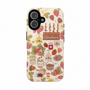 Fruit Phone Case Strawberry Cottagecore Case Summer Aesthetic Gift Strawberry Shortcake iPhone 16 15 14 13 12 Samsung Pixel Tough Case