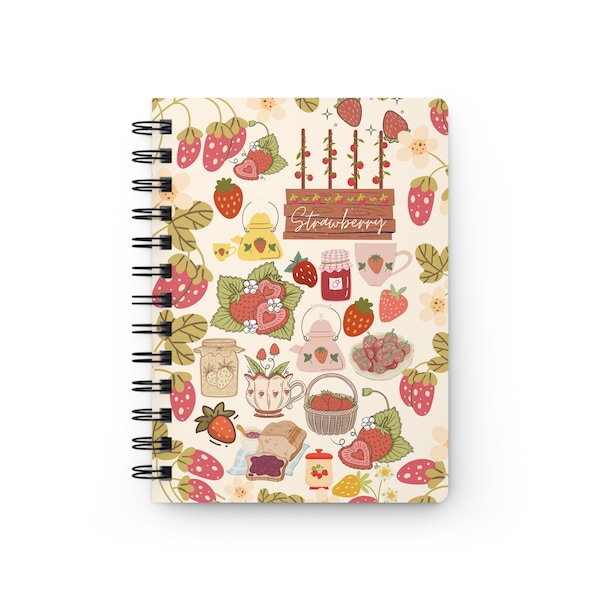 Fruit Notebook Strawberry Journal Cottagecore Aesthetic Personalize Notebook Cute Gift Strawberry Lovers Summer Journal Spiral Bound Journal