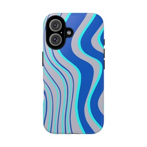 Abstract Blue Waves Phone Case: Dual Layer Protective Cover