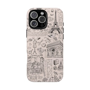 Paris Phone Case Vintage Tough Case Cute Parisian Case French Vibe Case iPhone 16 15 14 13 12 11 Samsung Pixel Tough Case