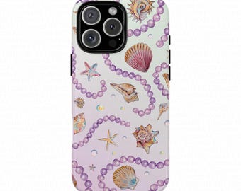Seashell iPhone Case, Beachy Pearl Starfish Design