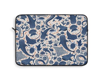 Funda para portátil con estampado de animales marinos y criaturas marinas