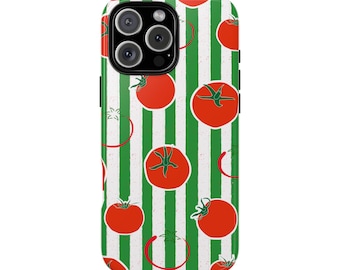 Funda para teléfono con estampado de tomate: Diseño gastronómico italiano de verano