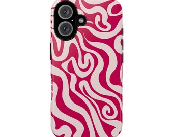 Pink Red Swirl Abstract Phone Case, Protective Cover