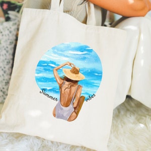 Hello Summer Tote Bag Aesthetic Tote Summer Vibe Gift Coastal Tote Bag Cowgirl Aesthetic Cute Tote Friend Gift Tote Bag Summer Canva Tote