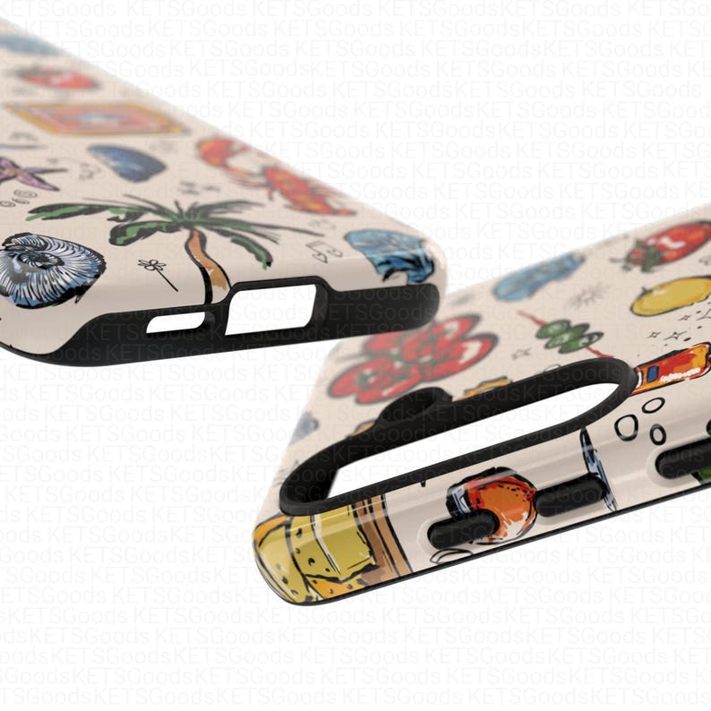 Funda para teléfono con comida italiana de verano y arte costero. imagen 8