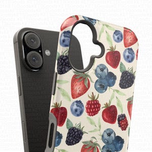 Watercolor Berries MagSafe Phone Case: iPhone 17/16/15/14/13 Magnetic Tough Case image 8