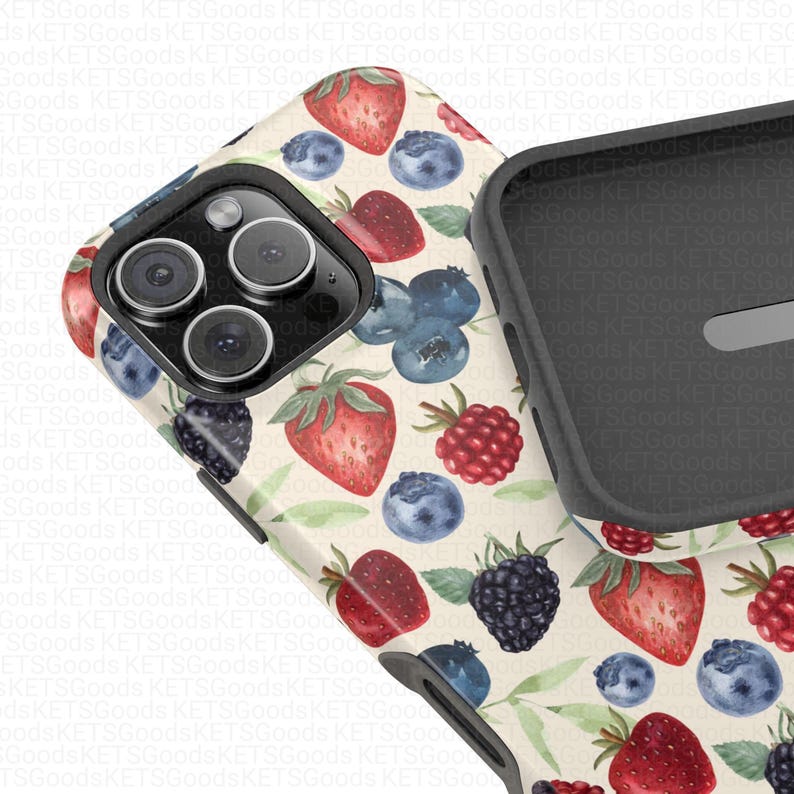 Watercolor Berries MagSafe Phone Case: iPhone 17/16/15/14/13 Magnetic Tough Case image 9