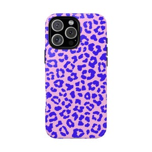 Pink Purple Leopard Print Phone Case: Dual Layer, Impact Resistant