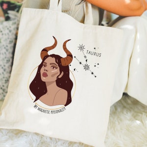 Taurus Tote Bag Horoscope Tote Bag Horoscope Gift Zodiac Sign Gift For Taurus Tote Birth Month Aesthetic Tote Bag Astrology Gift CanvasTote