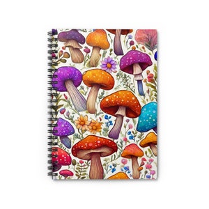 Mushroom Notebook Cute Cottagecore Notebook Mushroom Aesthetic Forestcore Notebook Gift Cute Cottagecore Mushroom  Spiral Notebook