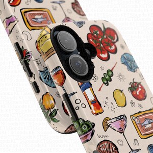 Funda para teléfono con comida italiana de verano y arte costero. imagen 5