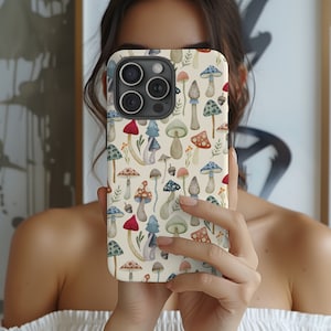 Mushroom Phone Case Nature Phone Case Cute Forestcore Aesthetic Cottagecore Phone Case iPhone 16 15 14 13 12 Samsung Pixel Tough Case