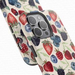 Watercolor Berries MagSafe Phone Case: iPhone 17/16/15/14/13 Magnetic Tough Case image 4