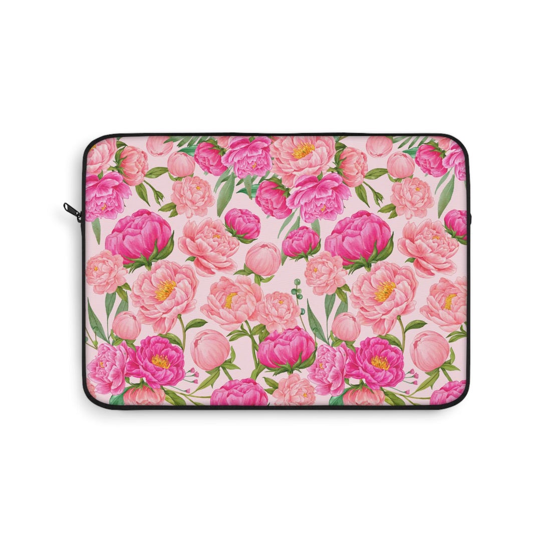Floral Laptop Sleeve: Pink Rose Computer Bag, Protective Case - Etsy