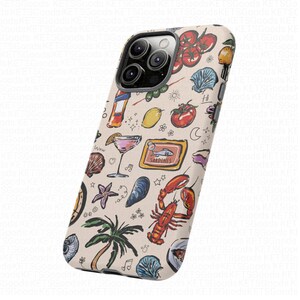 Funda para teléfono con comida italiana de verano y arte costero. imagen 7
