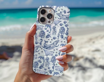 Sea Life Phone Case: Ocean Creature Art, iPhone Samsung Pixel Tough Case