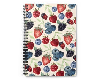 Watercolor Berry Spiral Notebook, Ruled Line Journal