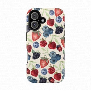 Watercolor Berries MagSafe Phone Case: iPhone 17/16/15/14/13 Magnetic Tough Case image 5